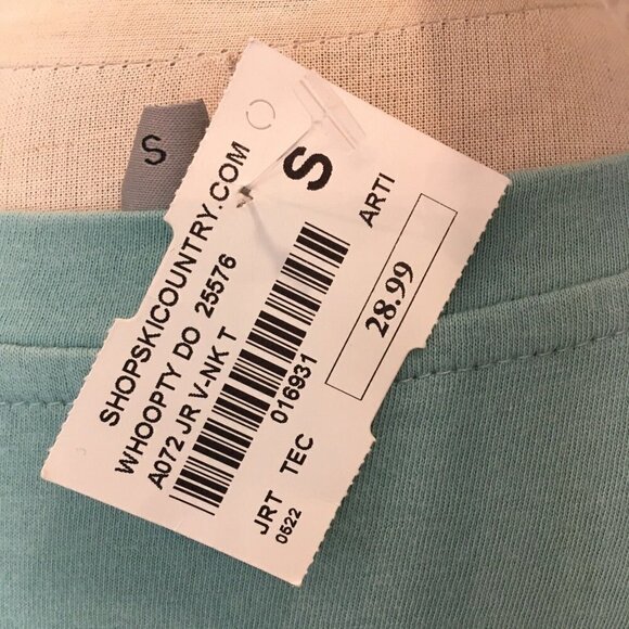 Techstyles Womens VAIL COLORADO Aqua Graphic V-Neck T- Shirt Size Small NEW - Picture 4 of 4